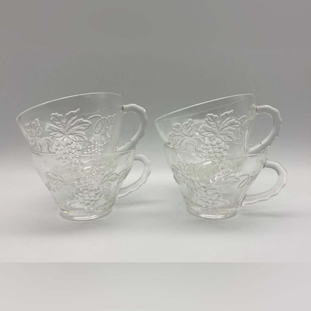 Vintage Anchor Hocking Clear Grape Punch Cups